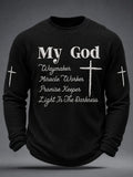 Men's "Faith" Print Crew-Neck Long-Sleeve Top