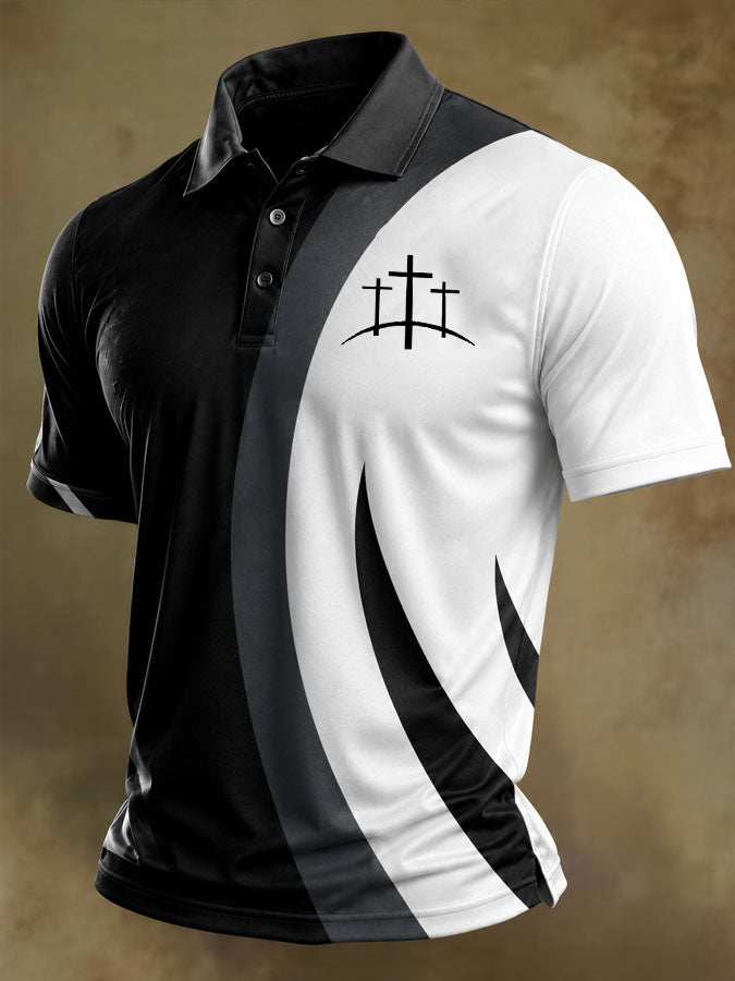 Men's Faith Cross Printed Polo Shirt