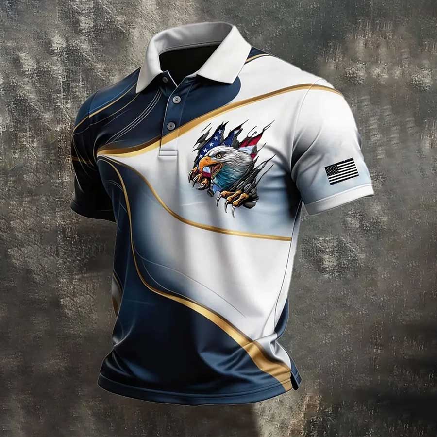 Men's America 250th Anniversary Print Casual Polo Shirt