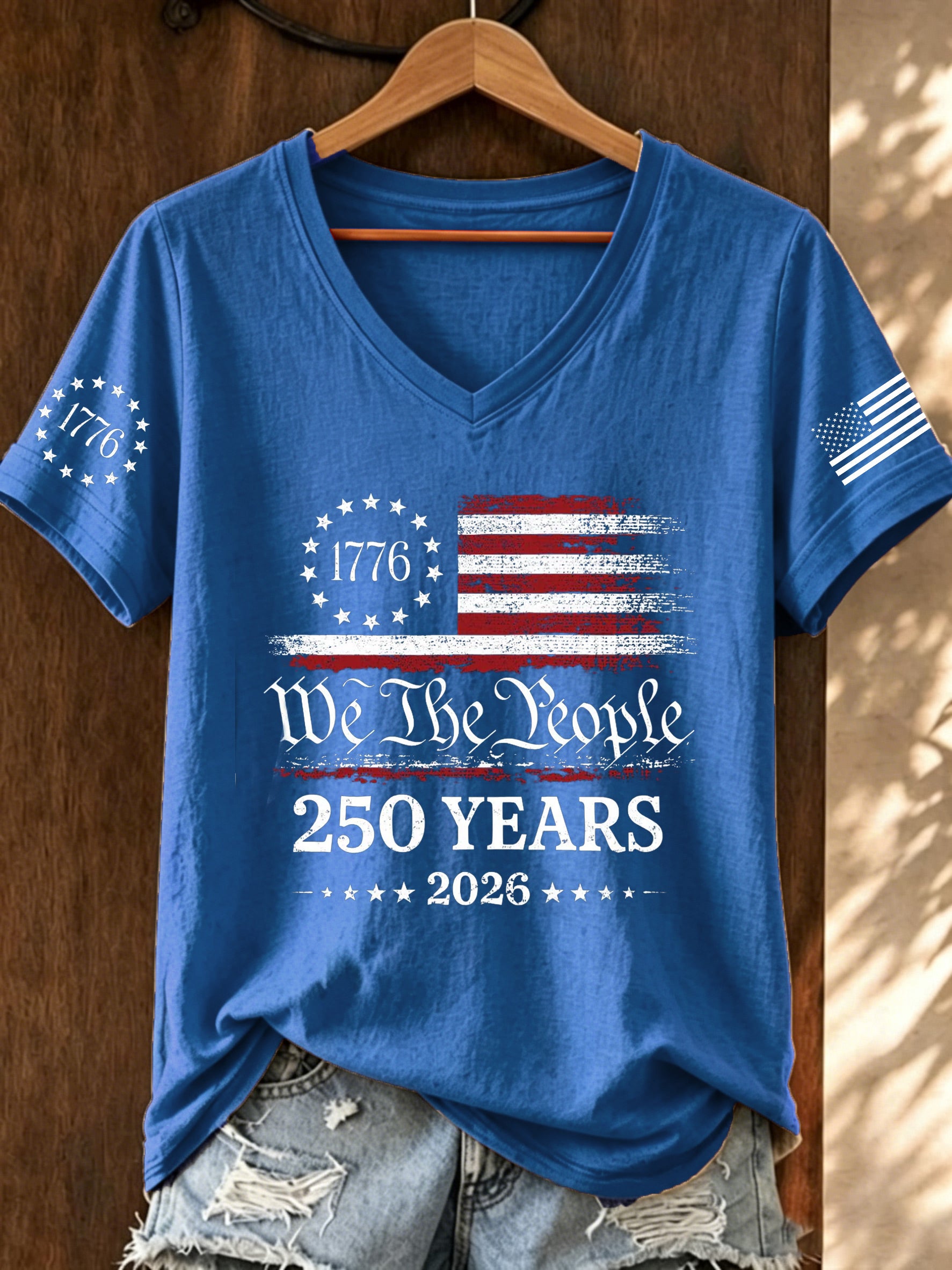Women'S America Flag Printed Casual T-Shirt