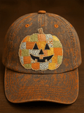 Vintage Halloween Pumpkin Print Hat