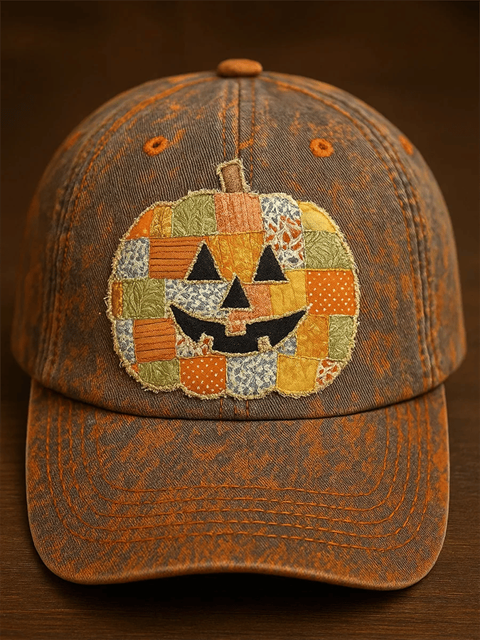 Vintage Halloween Pumpkin Print Hat