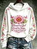 Women's  Retro Blessed By God Loved By Jesus Led By The Spirit Faith Print Top