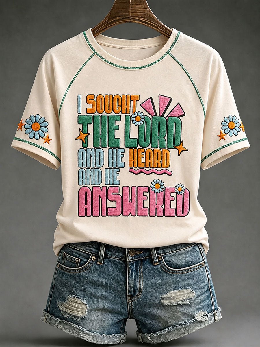 Women's I Sought The Lord And He Heard And He Answered Printed Casual Tops