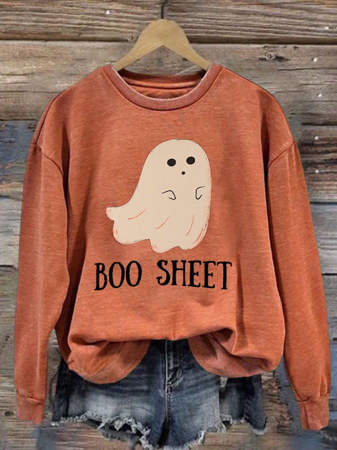 Boo Sheet  Women'S Casual Printed Sweatshirt