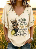Women's If God Can Make A Bug's Butt Light Up V-neck T-shirt