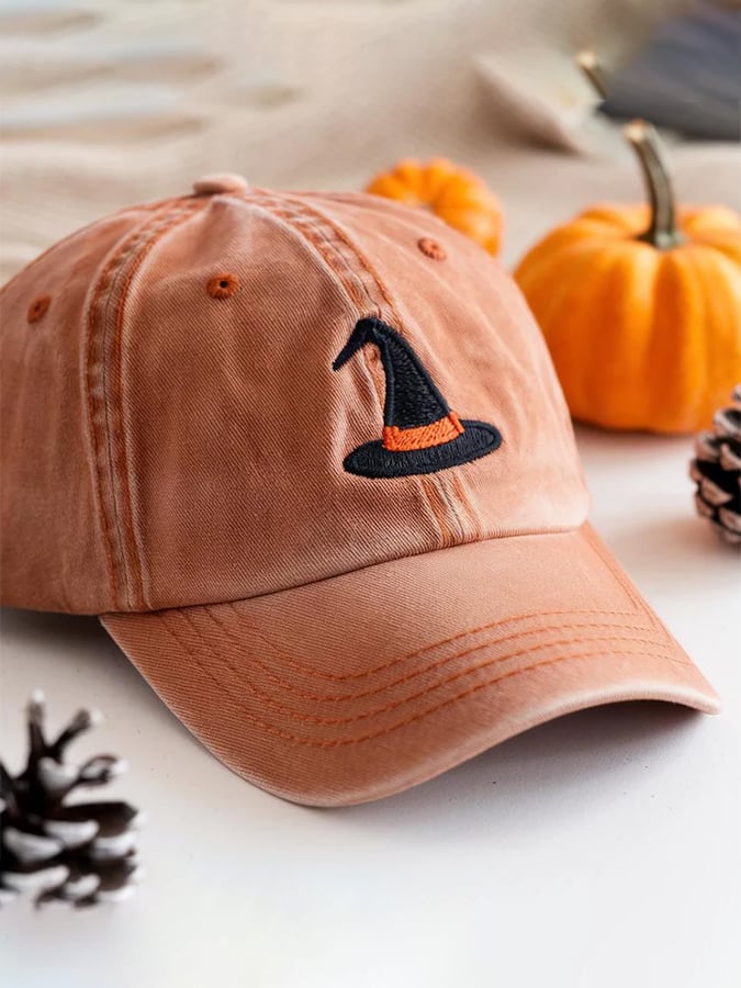 Unisex Embroidered Halloween Witch Hat Printed Hat