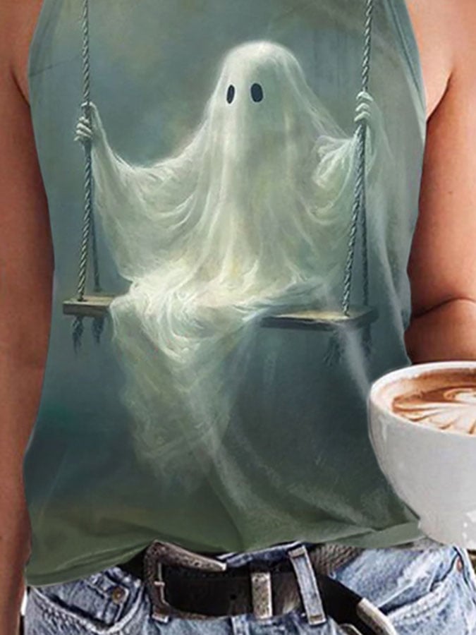 Halloween Ghost Ladies Print Tank Top