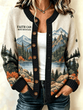 Women's  Faith Can Move Mountains Matthew 17:20 Print Knit Cardigan