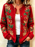 Women's Christmas Printed Knit Cardigan