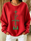 Women's Christmas Faith Print Casual Waffle Long-Sleeve Top