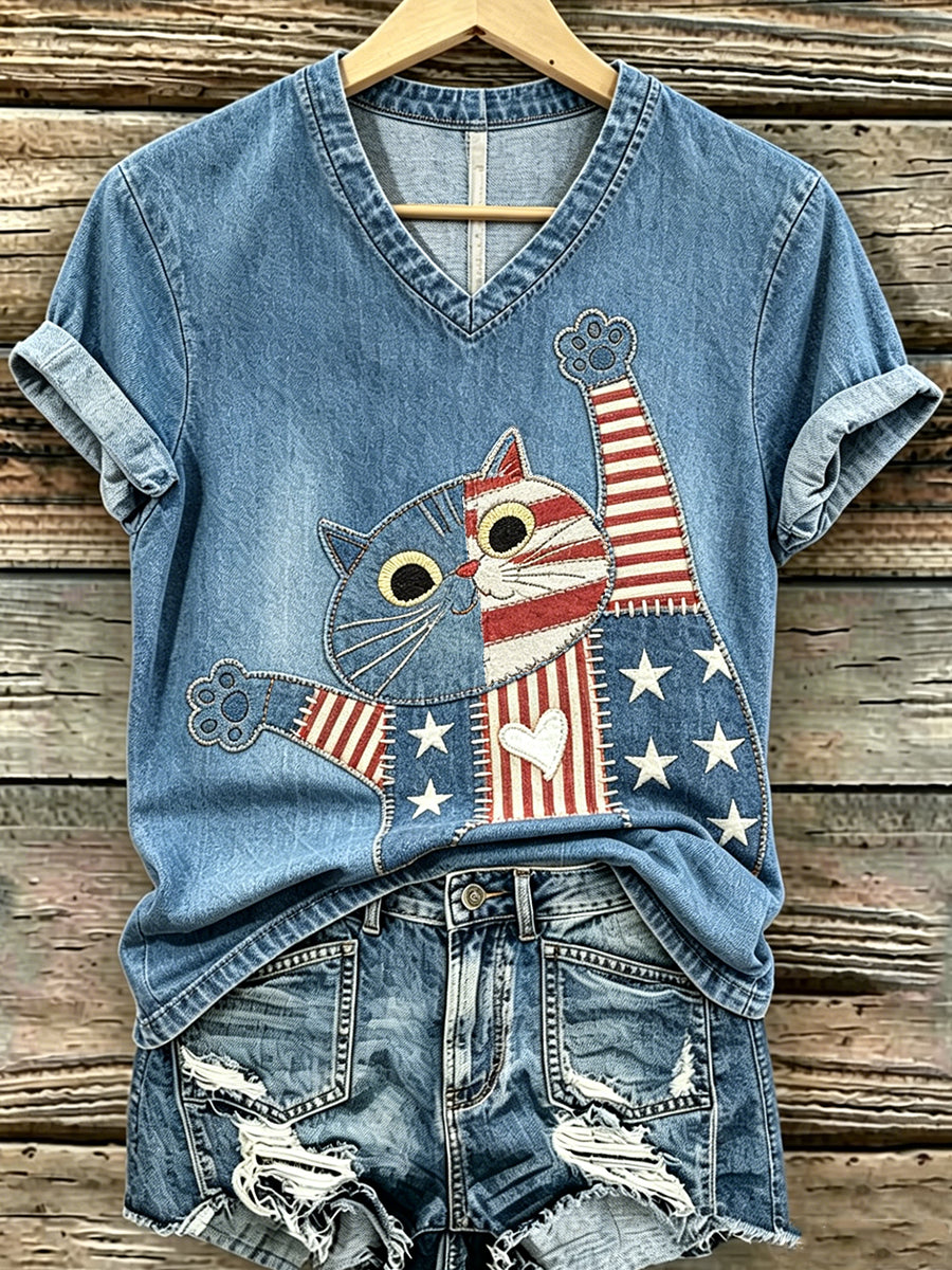 250Th Anniversary Animal Print Commemorative Women'S V-Neck Short Sleeved T-Shirt