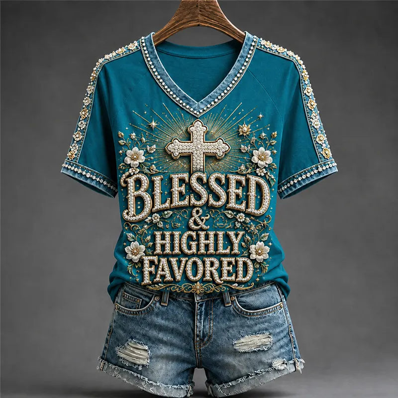 Women's Faith Floral Art Print T-Shirt
