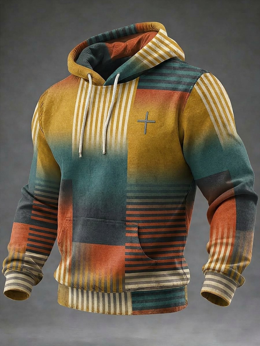 Men's Casual Faith Bauhaus Print Hooded