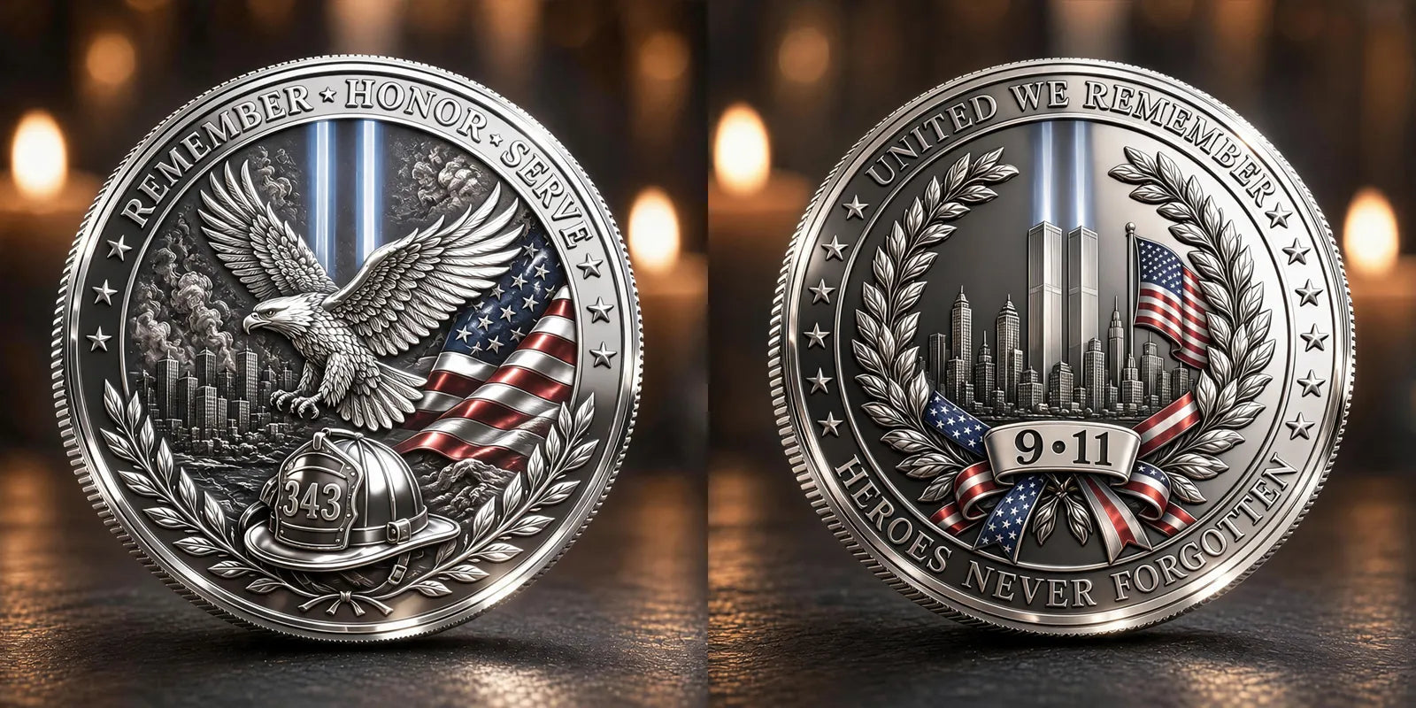 Never Forget 9.11 Memorial Commemorative Metal Medal
