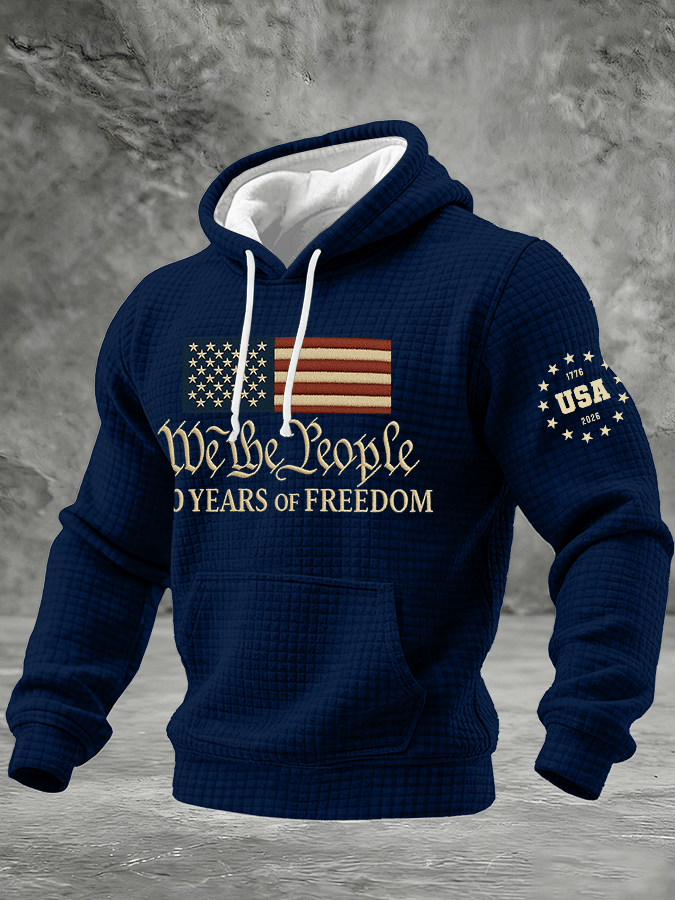 Men's Casual Printed Checkered Hooded Sweatshirt