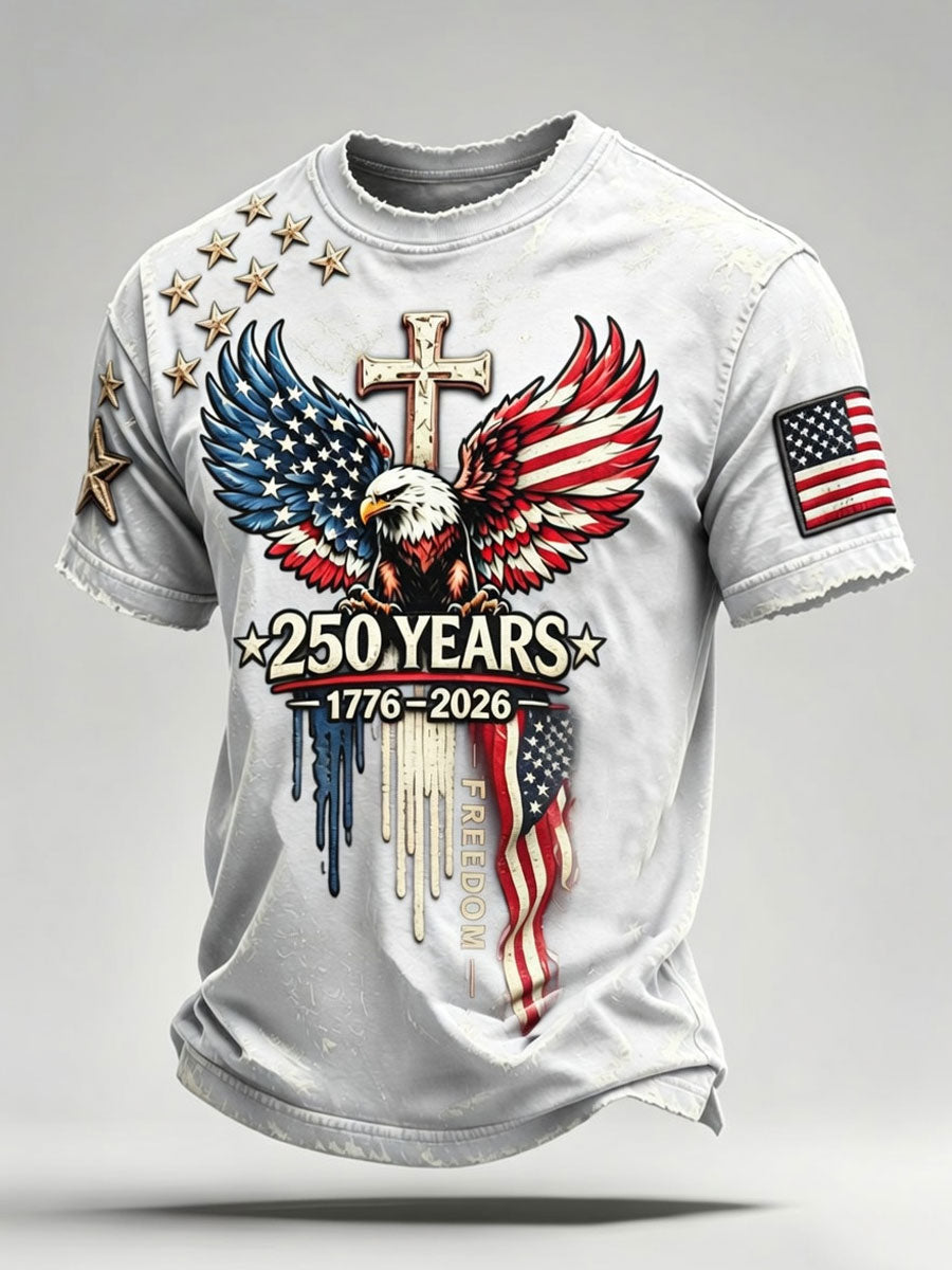 Men'S Casual American 250Th Anniversary Faith Short Sleeved T-Shirt