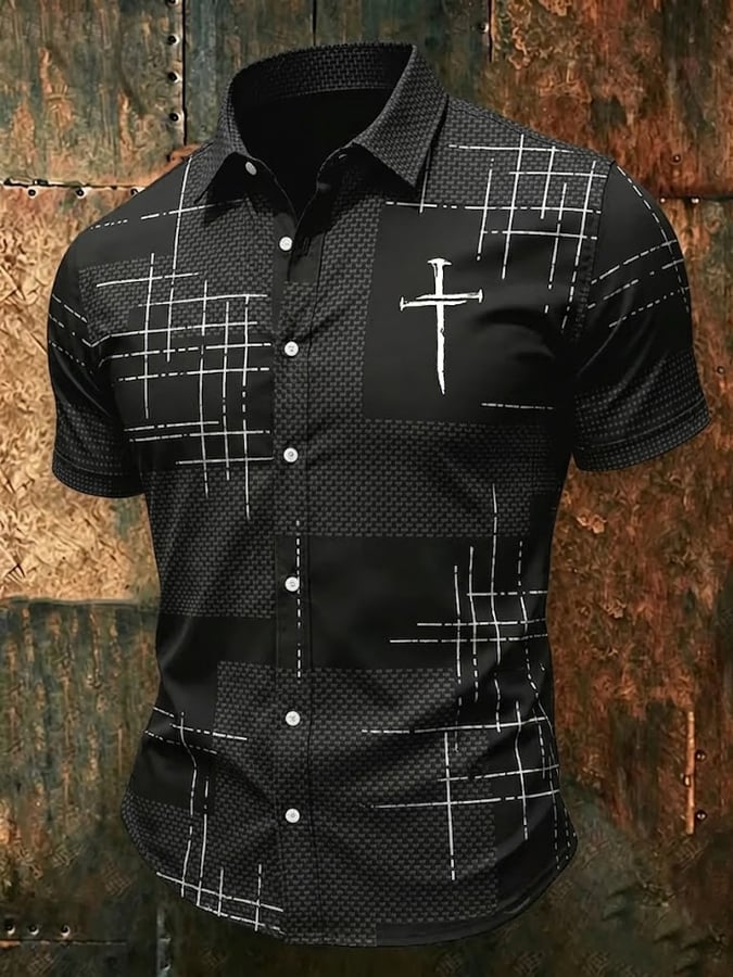 Men's Faith Cross Print Casual Shirt
