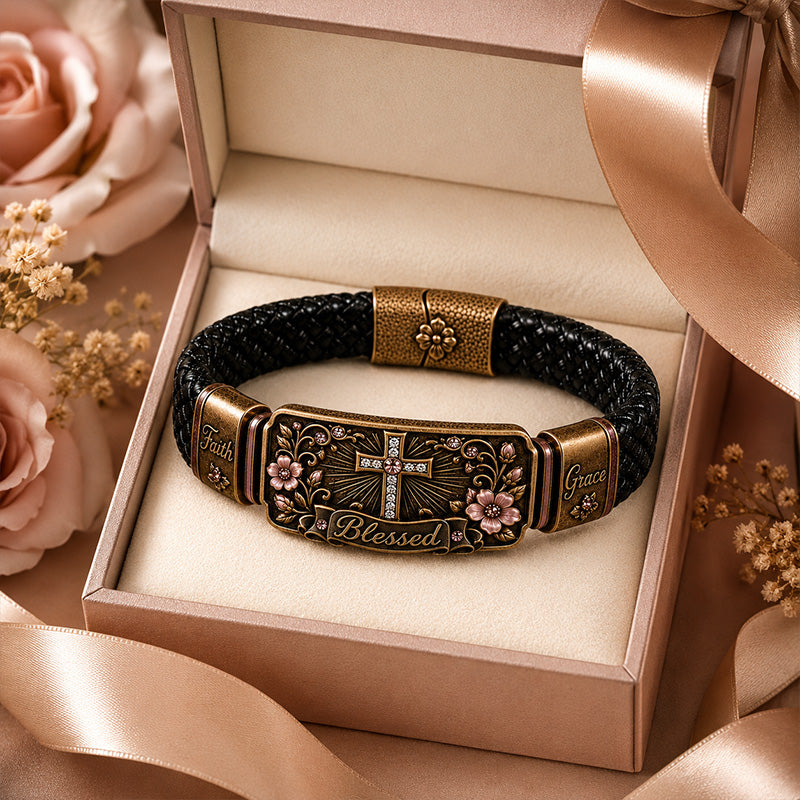 Retro Faith-Inspired Style: Women's Woven Cross Bracelet