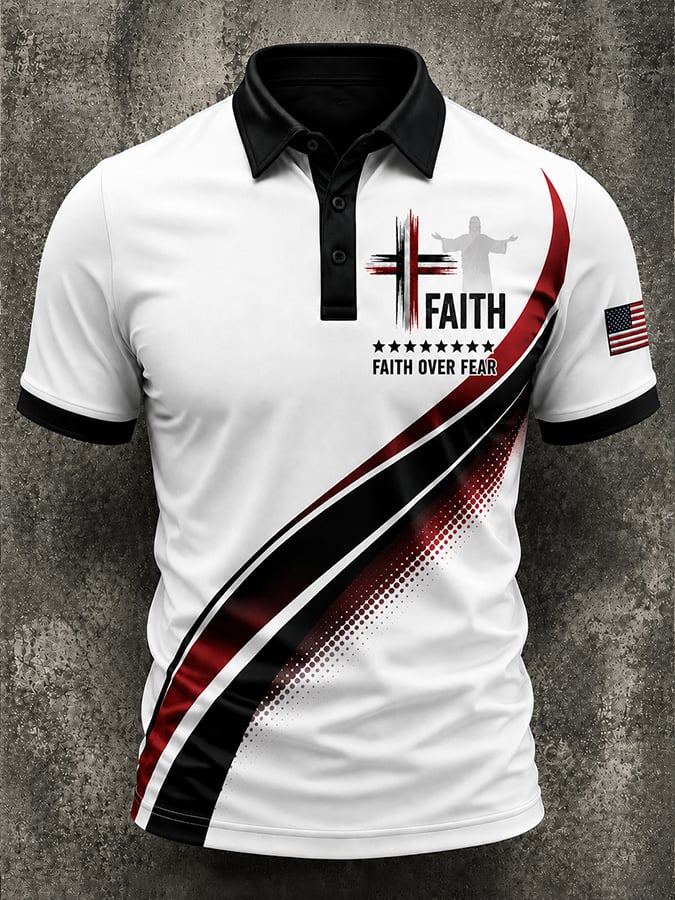 Men'S Casual "Faith" Print T-Shirt