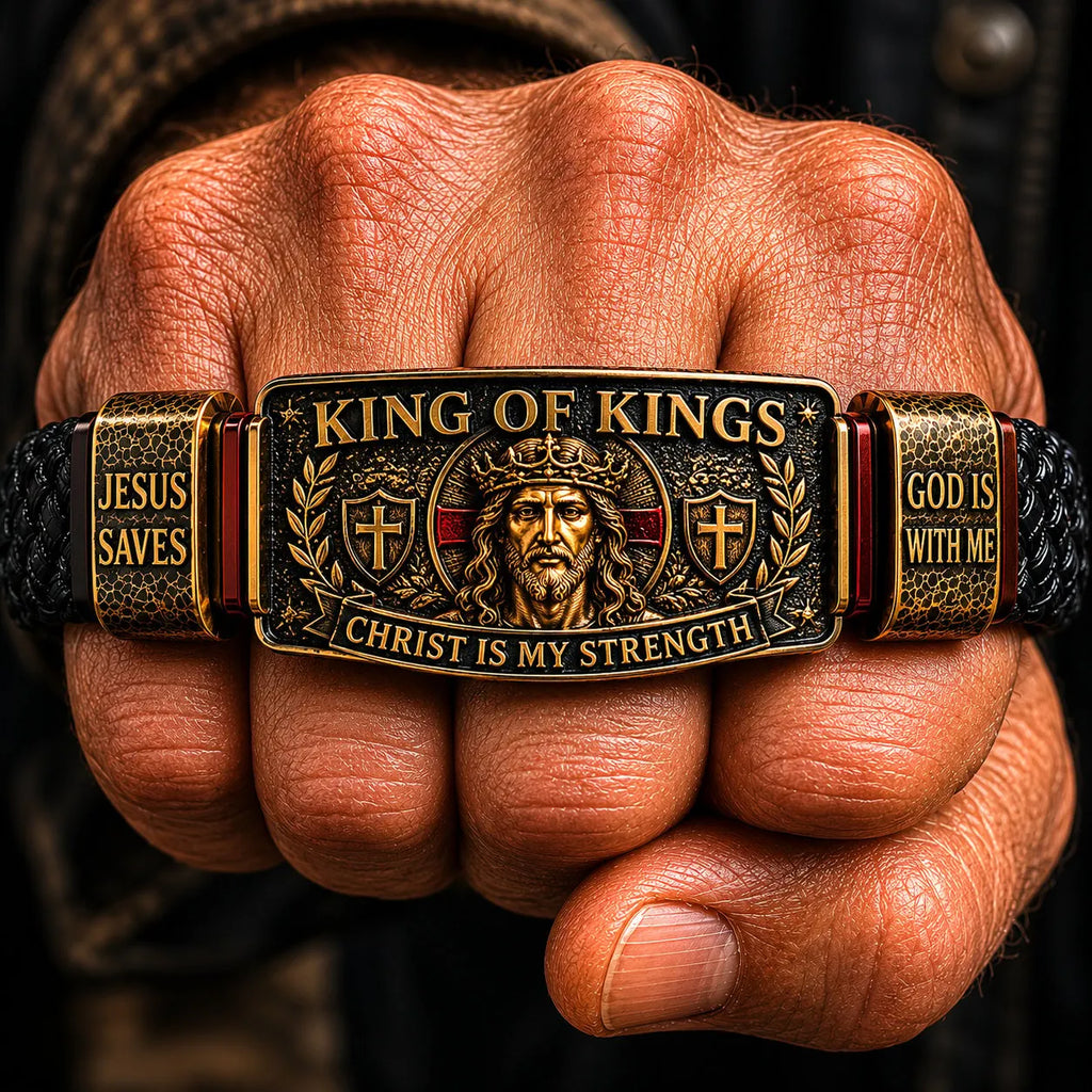 🔥LAST DAY 50% OFF -- ✝️CHRIST IS MY STRENGTH: The Daily Reminder Bracelet for Men of Faith