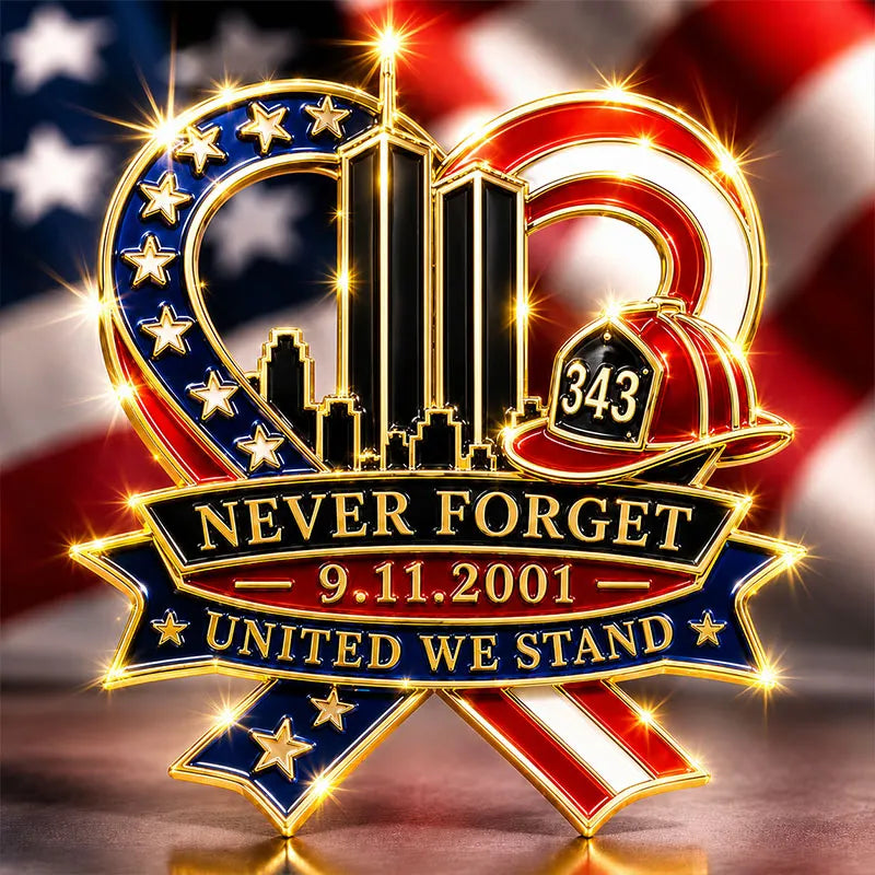 “United We Stand – Never Forget 9.11.2001” FDNY 343 Memorial Brooch Pin | American Flag Firefighter Tribute Collectible Badge