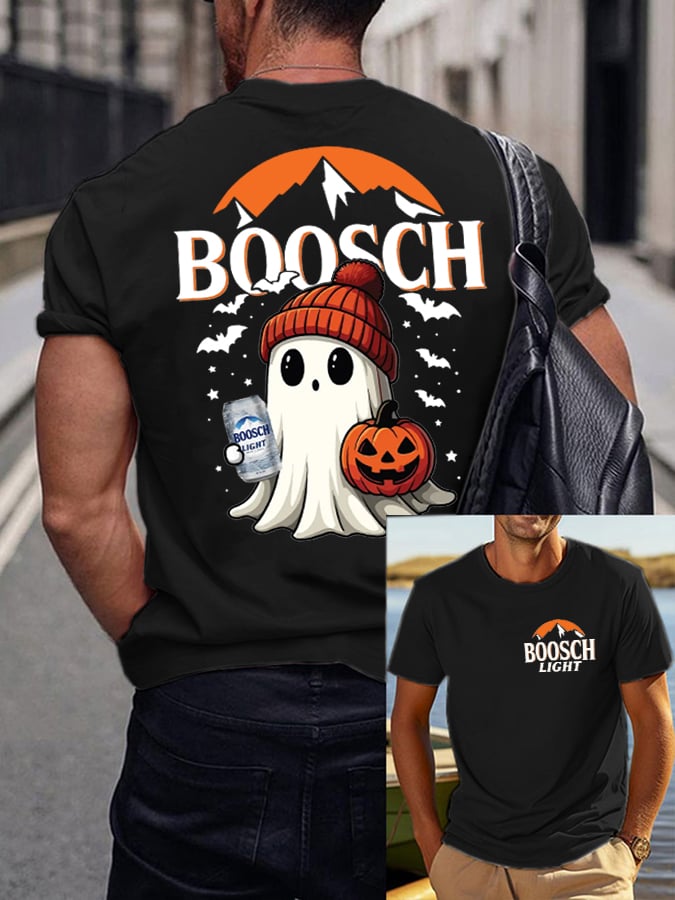 🔥Buy 2 Get 10% Off🔥Men'S  Retro Boosch Light Halloween Cute Ghost Pumpkin Printed Casual T-Shirt