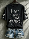 Women's Halloween Faith Lover Dry Bones Come Alive Printed T-shirt