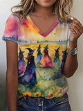 Women's Midsummer Witches Gather V Neck T-Shirt