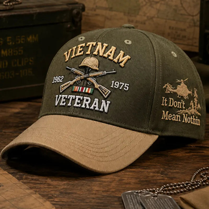 Retro Vietnam Veteran Print Baseball Cap