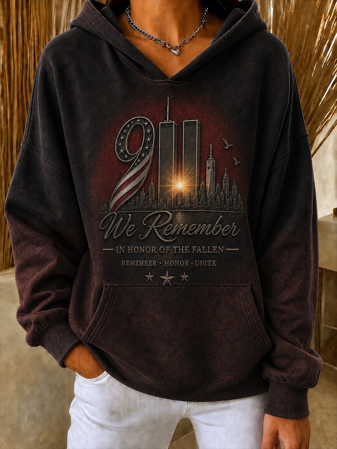 Women's 9/11 Casual Print Hoodie