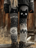 Women's Halloween Contrast Color Comfortable Knitted Print Leggings