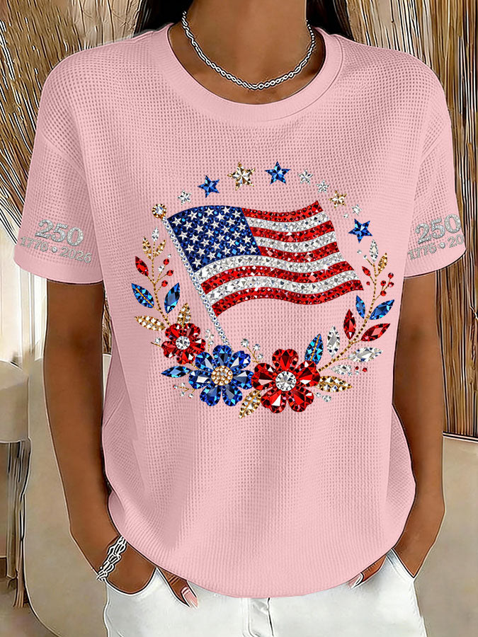 Women'S America Flag Printed Casual T-Shirt