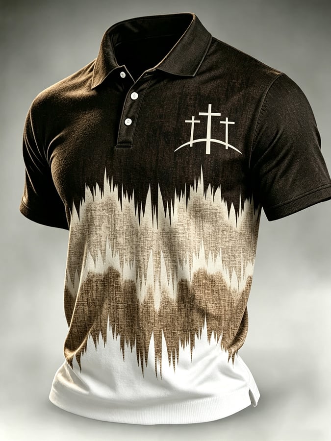 Men's Faith Cross-Print Short-Sleeve Polo Shirt