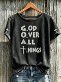 Women's Faith-Themed Slogan Pattern Printed Casual Short-Sleeve T-Shirt