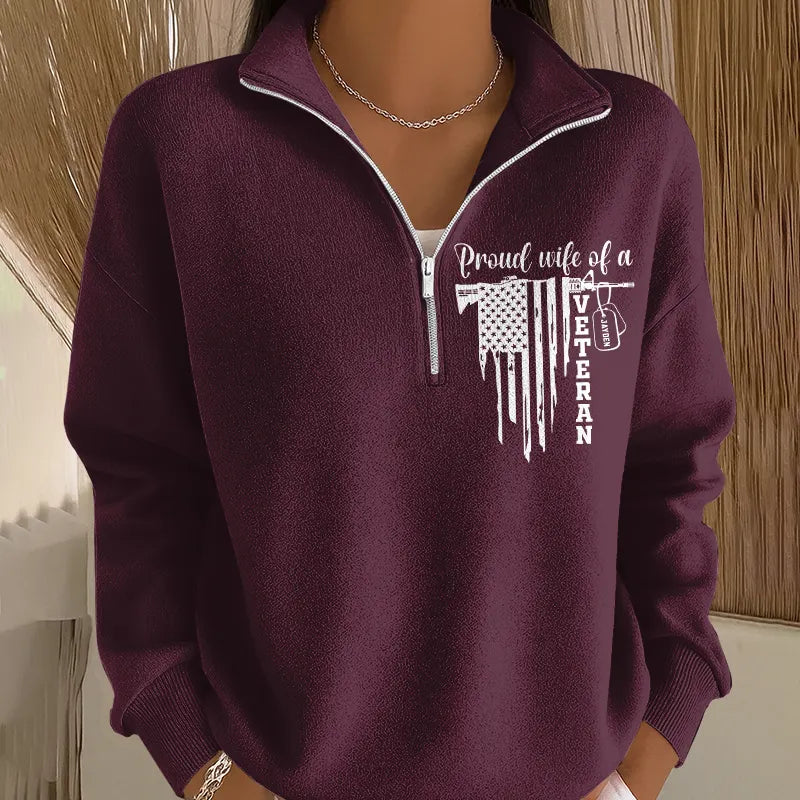 Women's Proud Veteran Casual Zip-Up Sweatshirt