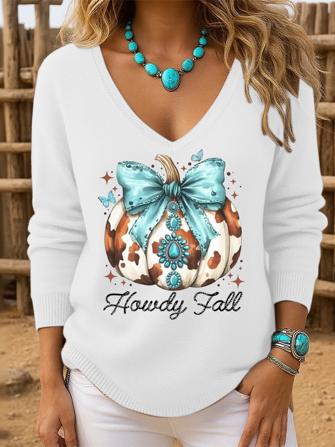 Women's Autumn Pumpkin Print Sweater