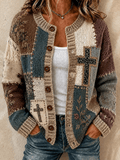 Women's Casual Printed Knit Cardigan
