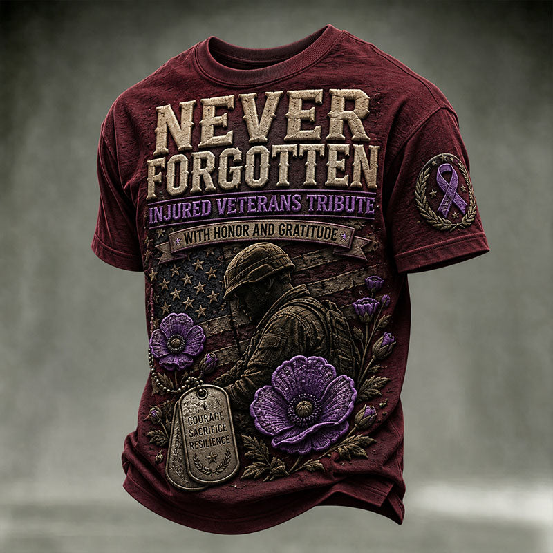 Never Forgotten Injured Veterans Tribute Short Sleeve T-Shirt