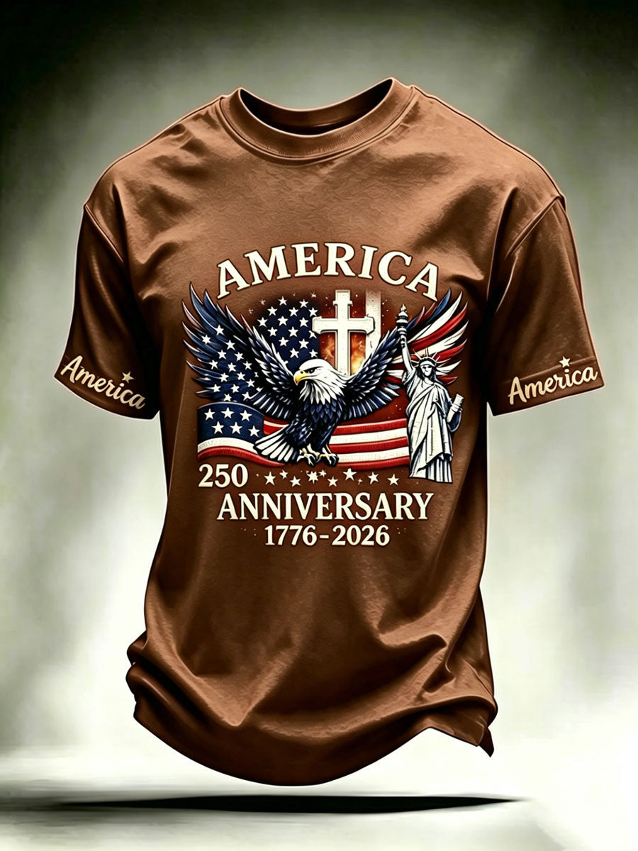Men'S Casual American 250Th Anniversary Faith Short Sleeved T-Shirt