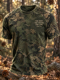 Men's Vintage Jungle Leaf Camo Print Crew-Neck Top