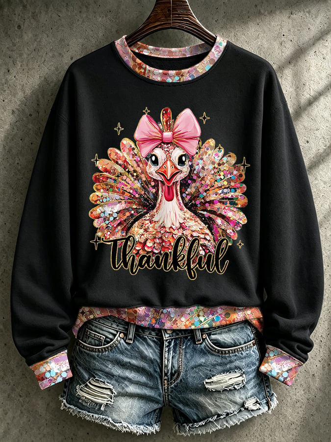 Women's Casual Printed Long-Sleeve Sweatshirt