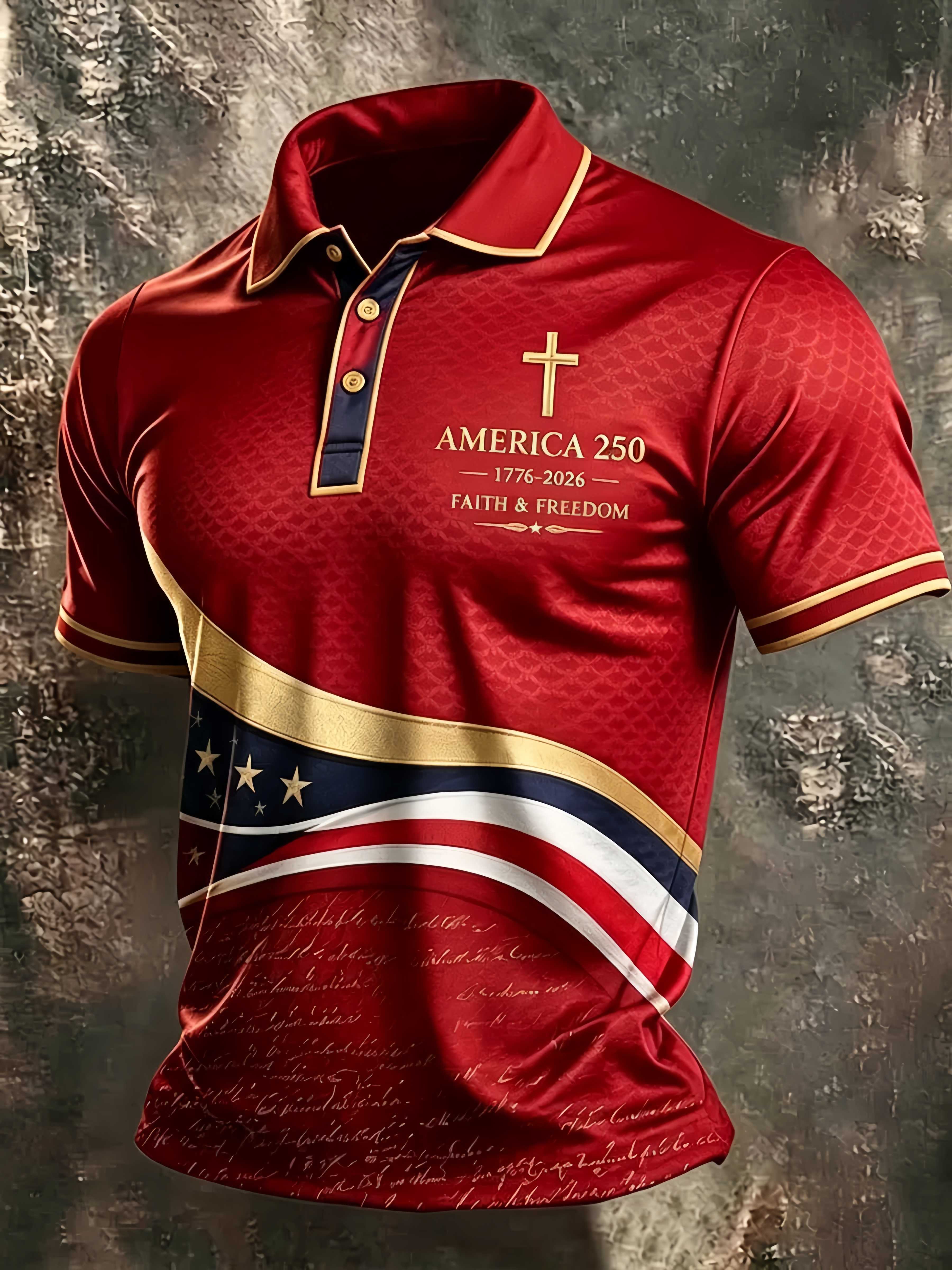 Men's Casual Faith Graphic Print Short Sleeve Polo Shirt
