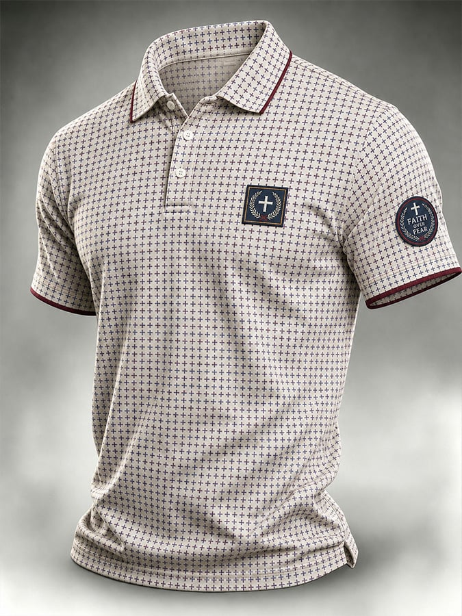 Men's Casual "Faith" Print Polo Shirt