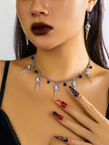 Halloween Punk Spooky Ghost Skull Necklace And Earrings