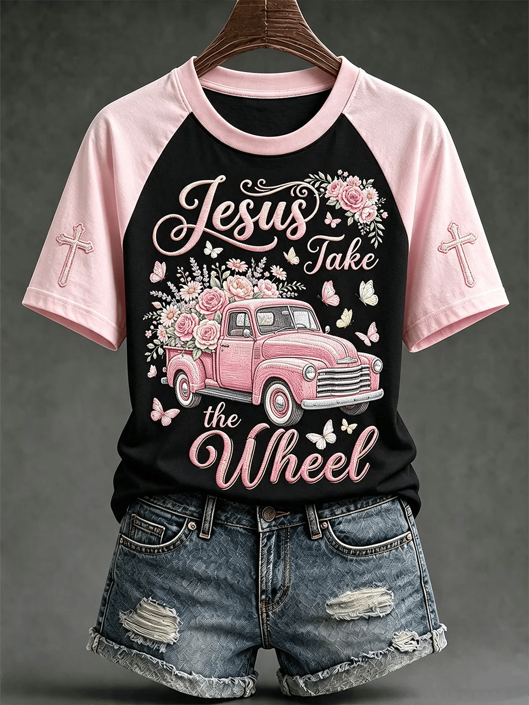 Women's faith-themed fun slogan pattern printed casual short-sleeve T-shirt