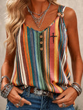 Women's Vintage-Style Western Print Top