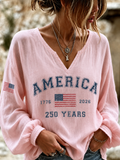 Women'S America Flag Printed Casual Top