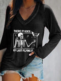 Women's Halloween There It Goes My Last Flying F*ck Print Casual T-Shirt