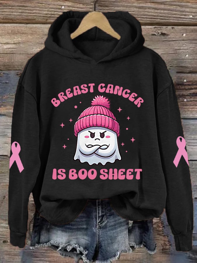 Women's Breast Cancer Is Boo Sheet Pink Halloween Ghost Breast Cancer Awareness Warrior Hoodie